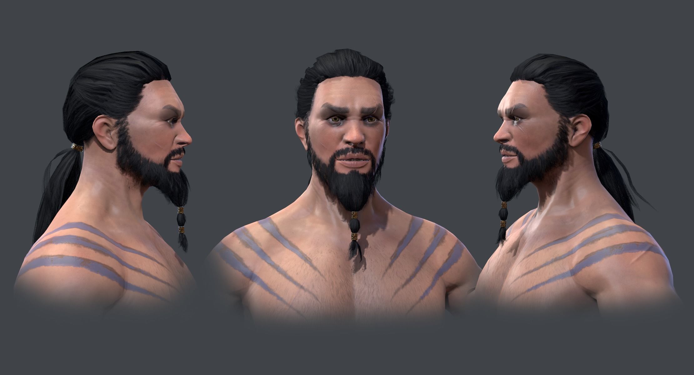 Game ready Khal Drogo Low-poly 3D model_4