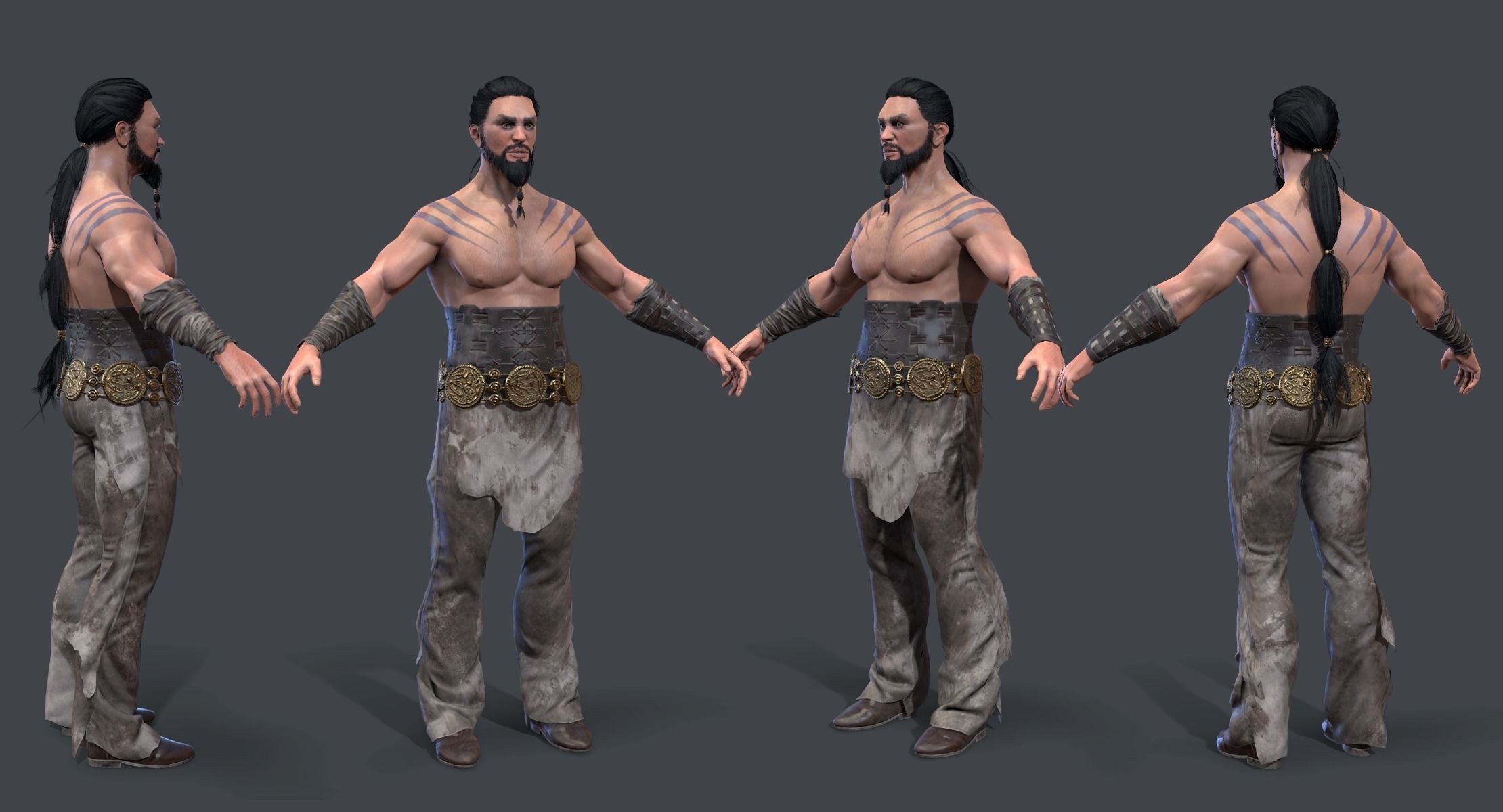 Game ready Khal Drogo Low-poly 3D model_3