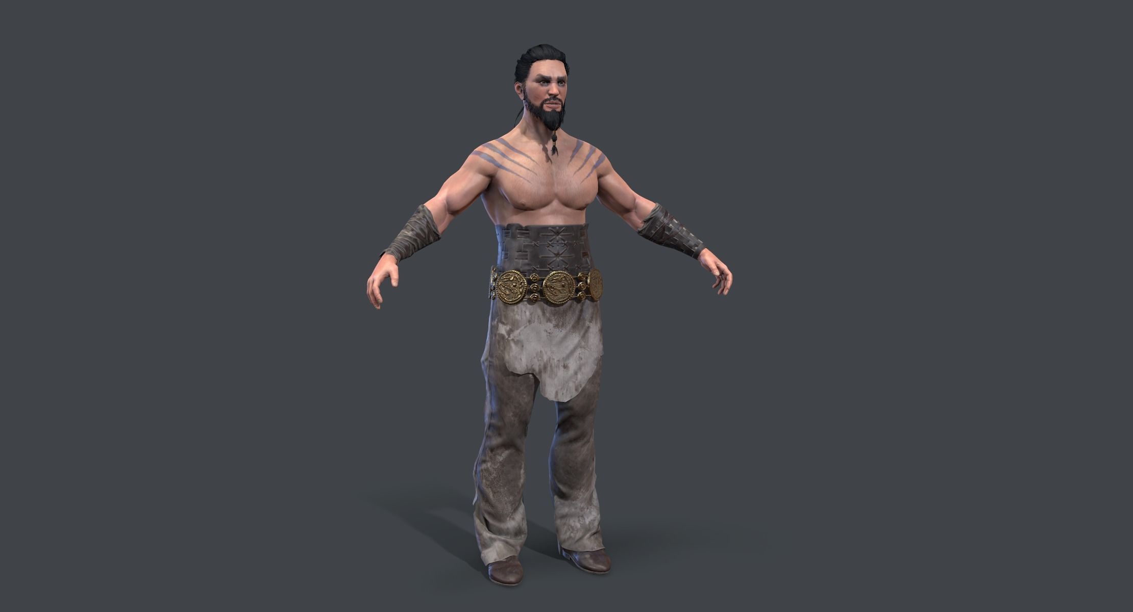 Game ready Khal Drogo Low-poly 3D model_1