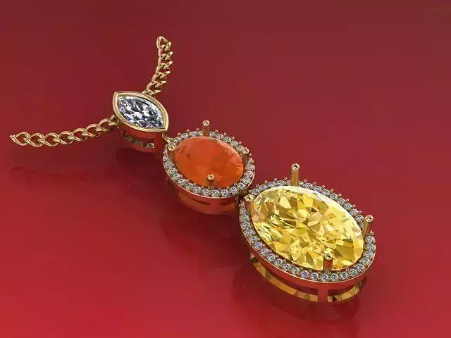 Necklace Pendant dangling 3 piece 3D print model