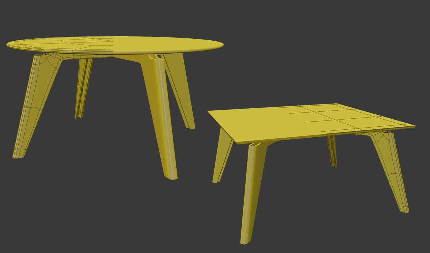Takushi dining table 2 Low-poly 3D model_3