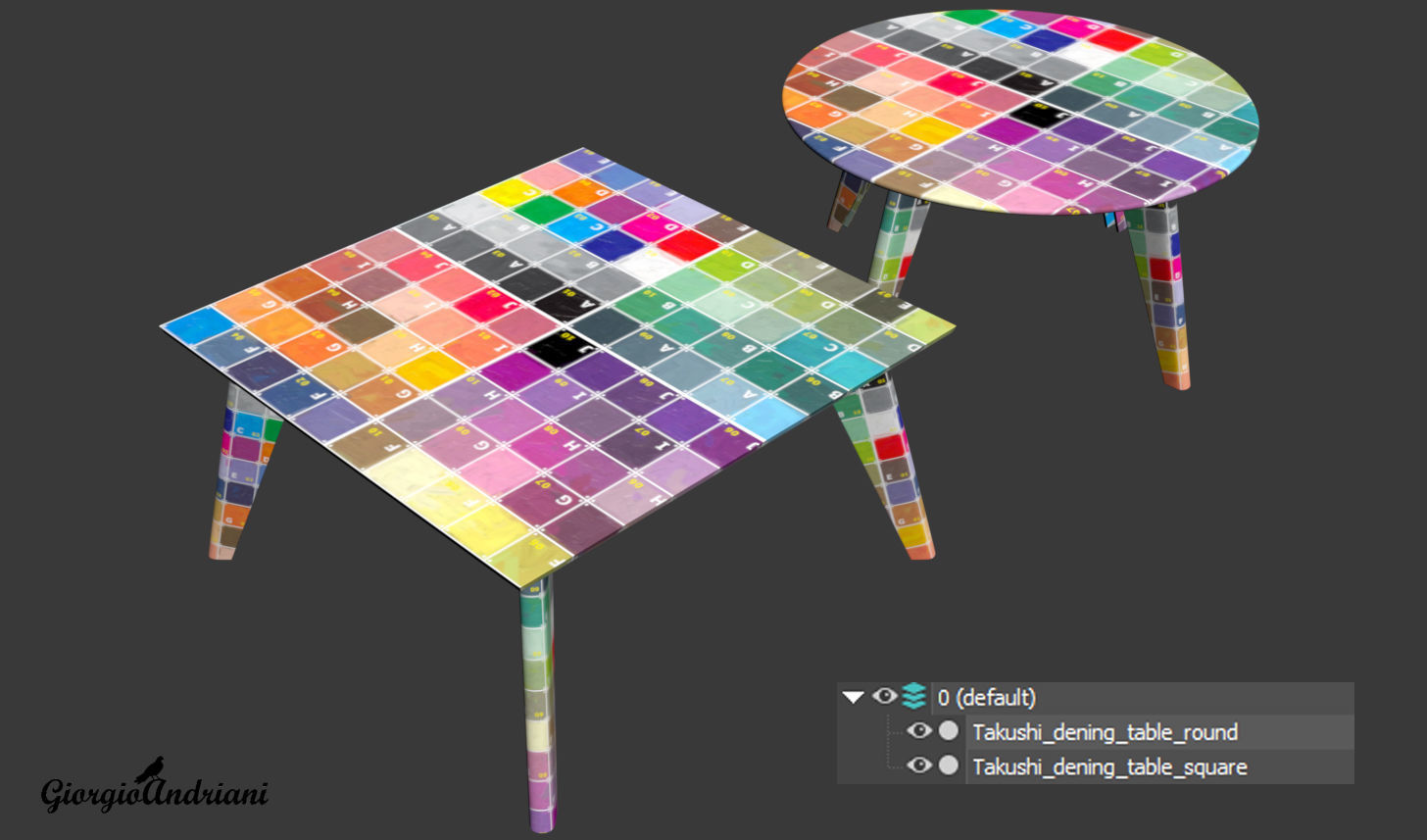 Takushi dining table 2 Low-poly 3D model_4