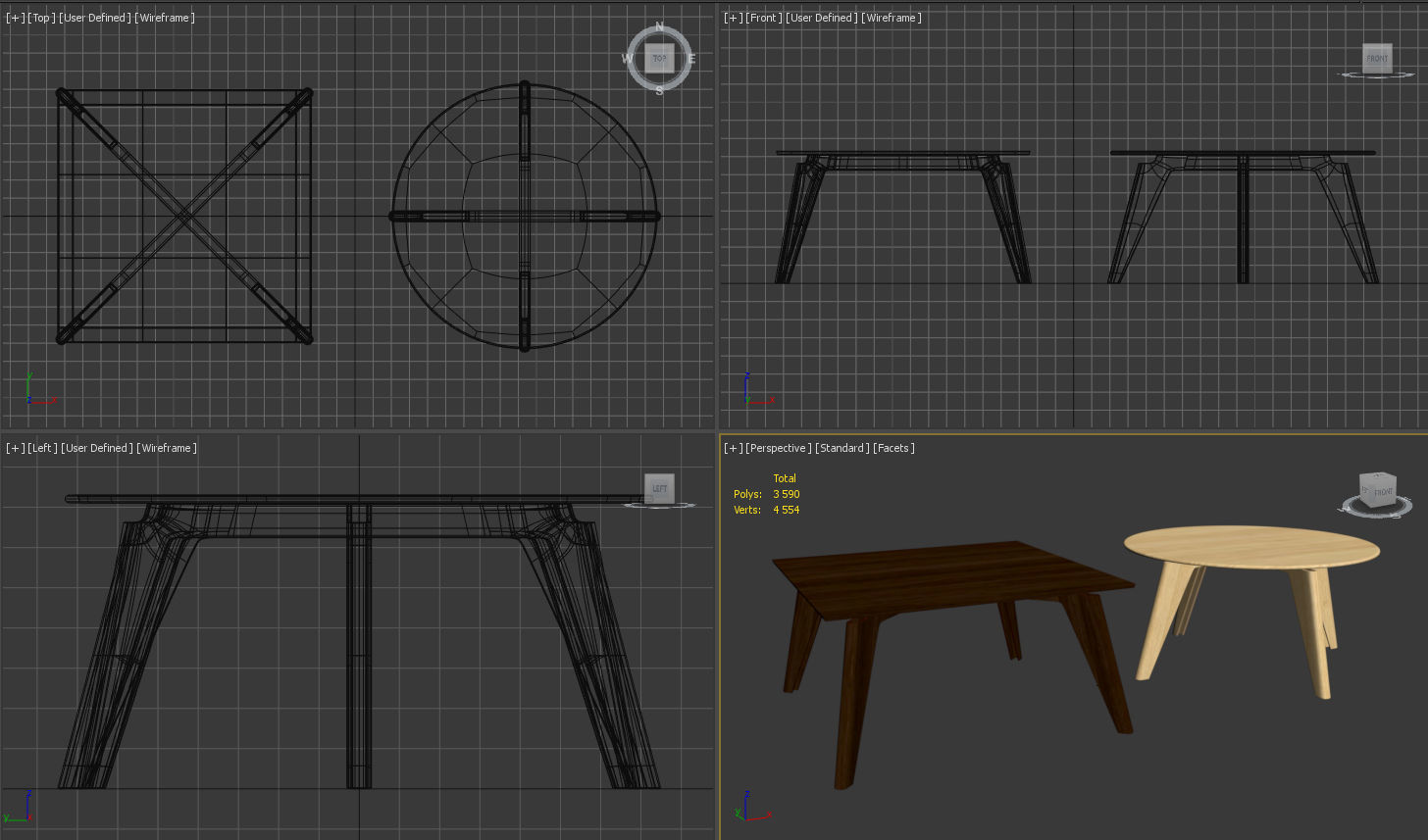 Takushi dining table 2 Low-poly 3D model_5