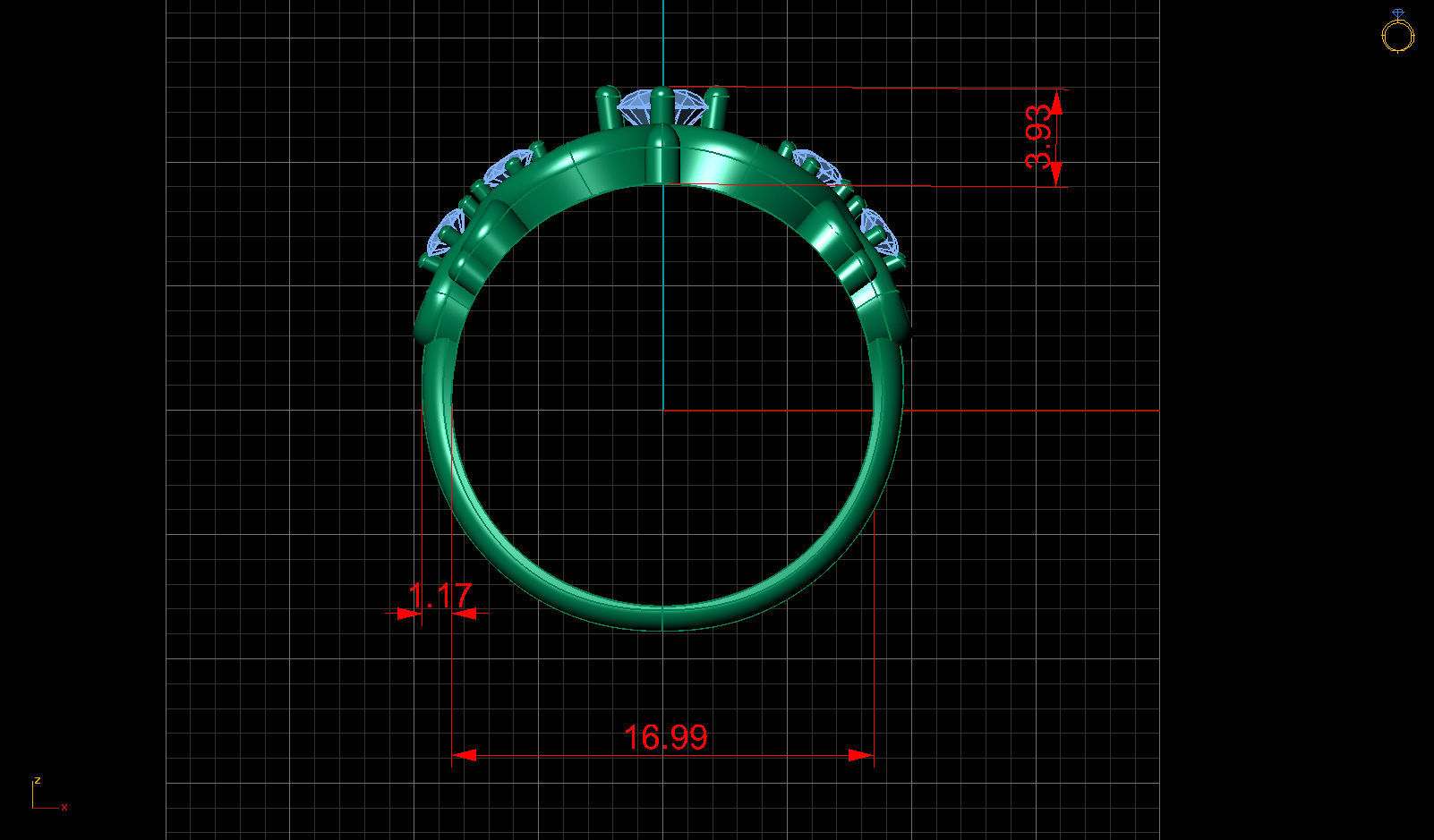 Crown Engagement Diamond Gold Ring 3D print model_12