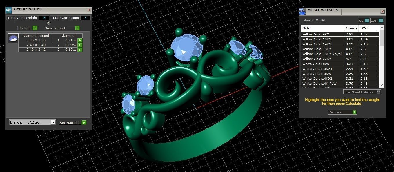 Crown Engagement Diamond Gold Ring 3D print model_13