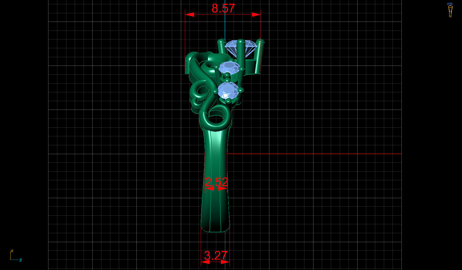 Crown Engagement Diamond Gold Ring 3D print model_10