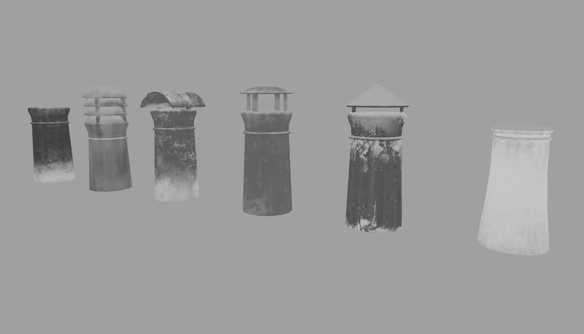 Chimney Pipes Low-poly 3D model_5
