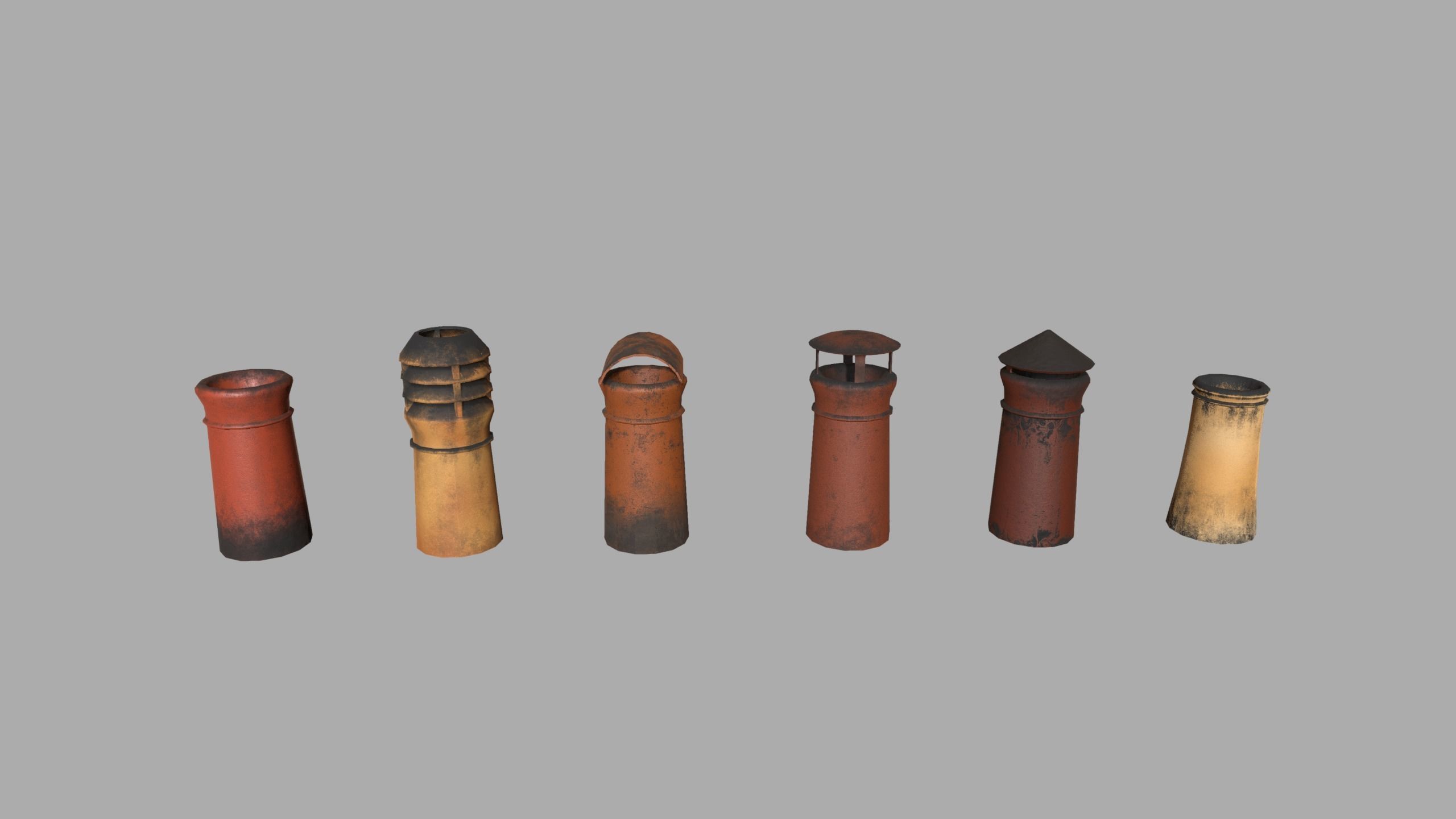 Chimney Pipes Low-poly 3D model_9