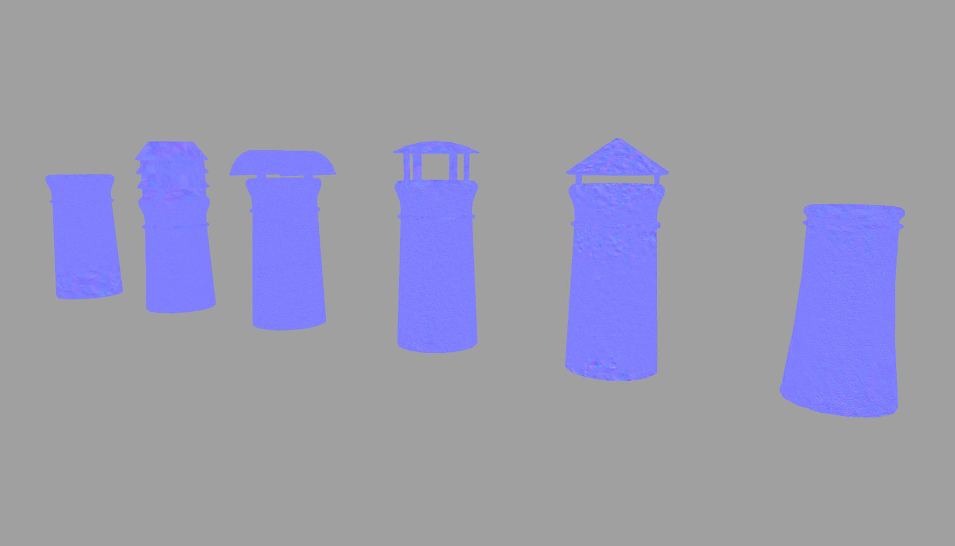 Chimney Pipes Low-poly 3D model_6