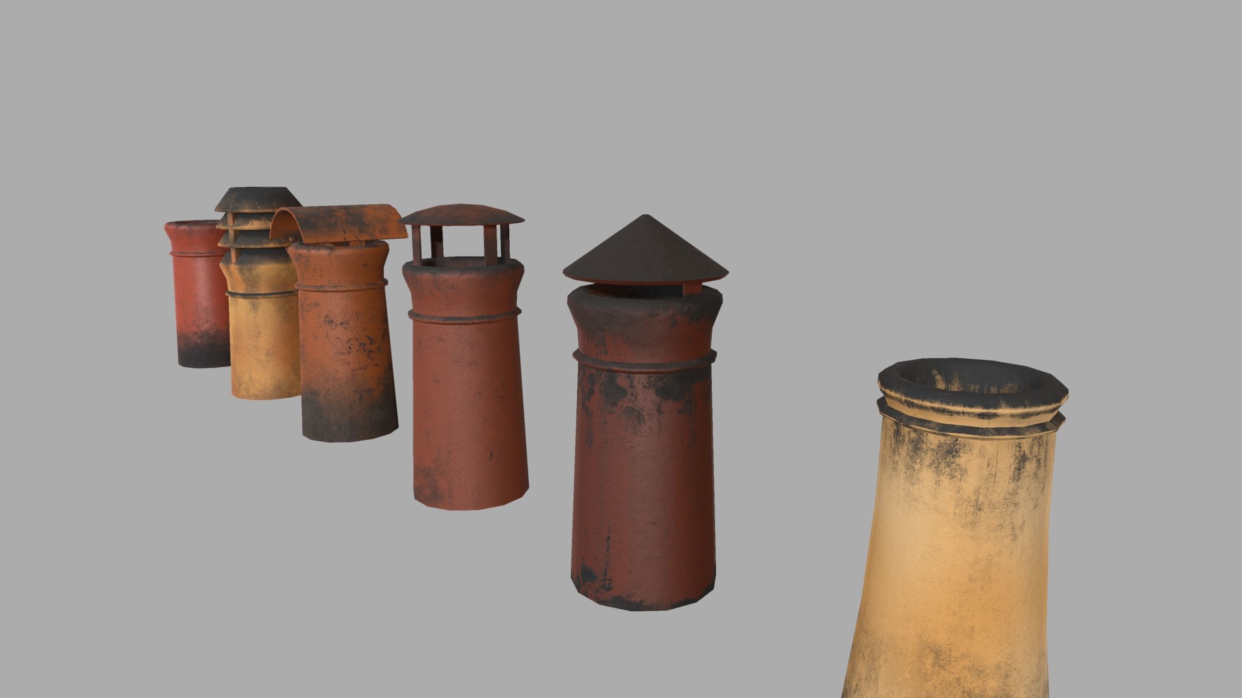 Chimney Pipes Low-poly 3D model_2