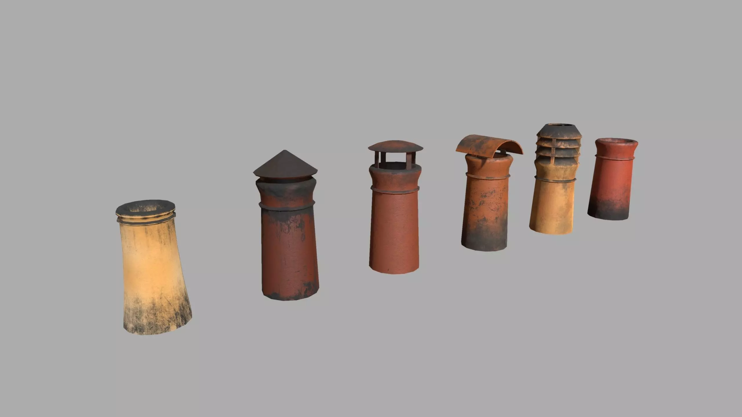 Chimney Pipes Low-poly 3D model_0