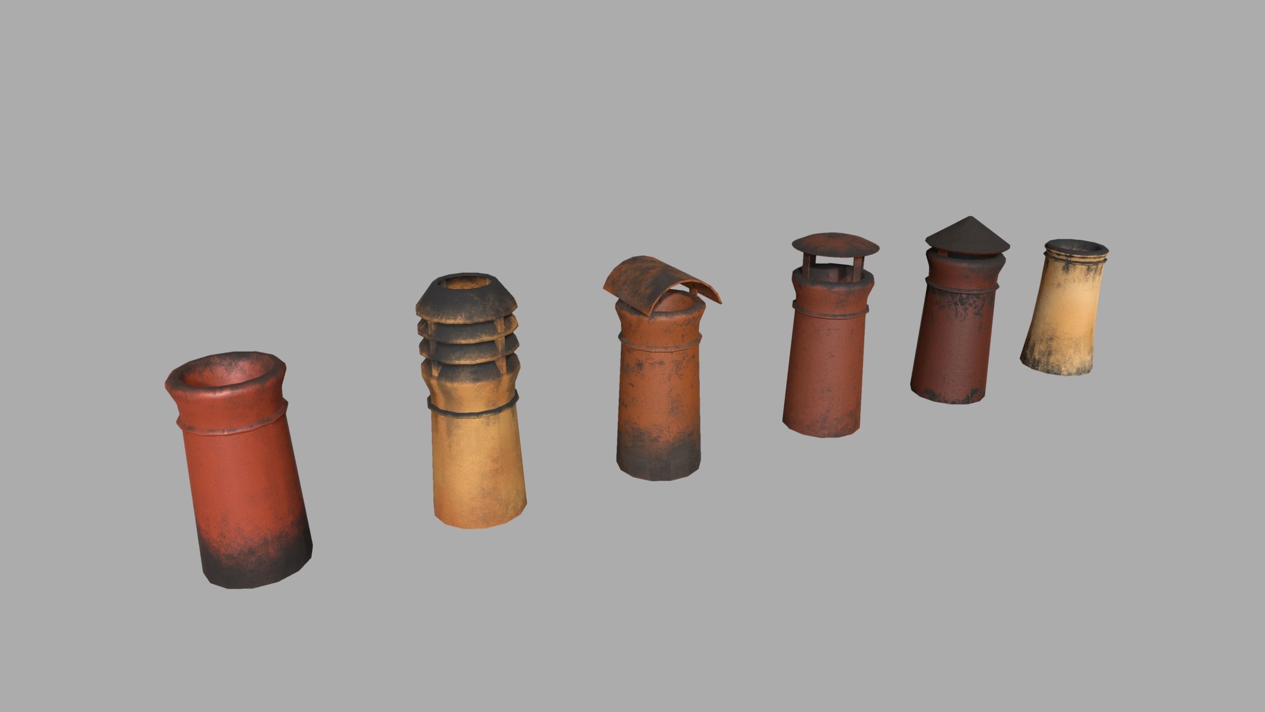 Chimney Pipes Low-poly 3D model_8