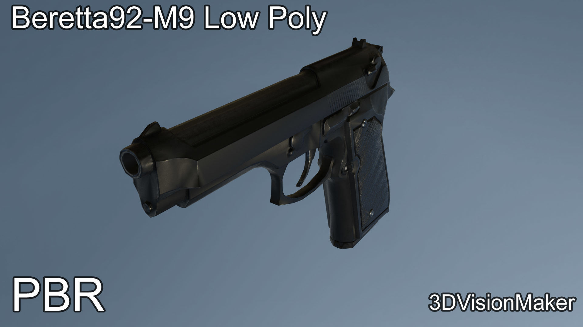 Beretta92 - M9 Low Poly Low-poly 3D model_1