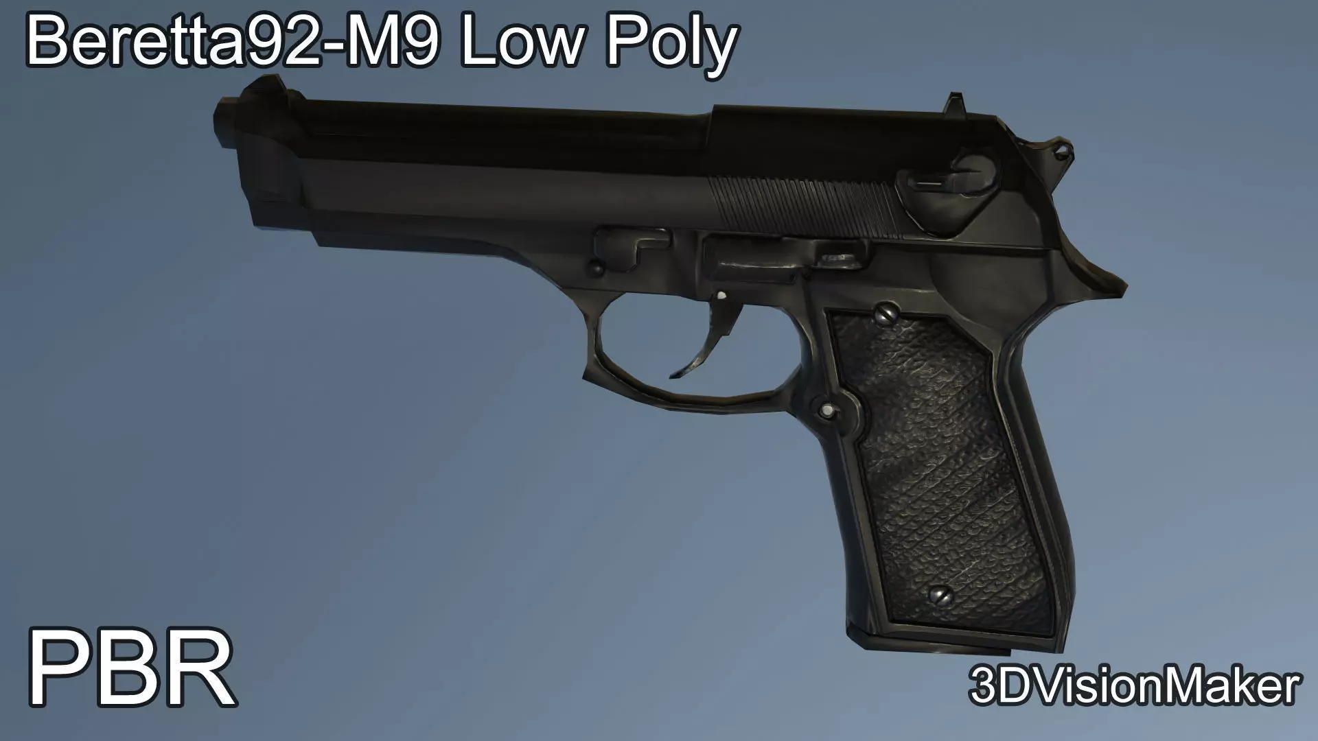 Beretta92 - M9 Low Poly Low-poly 3D model_0
