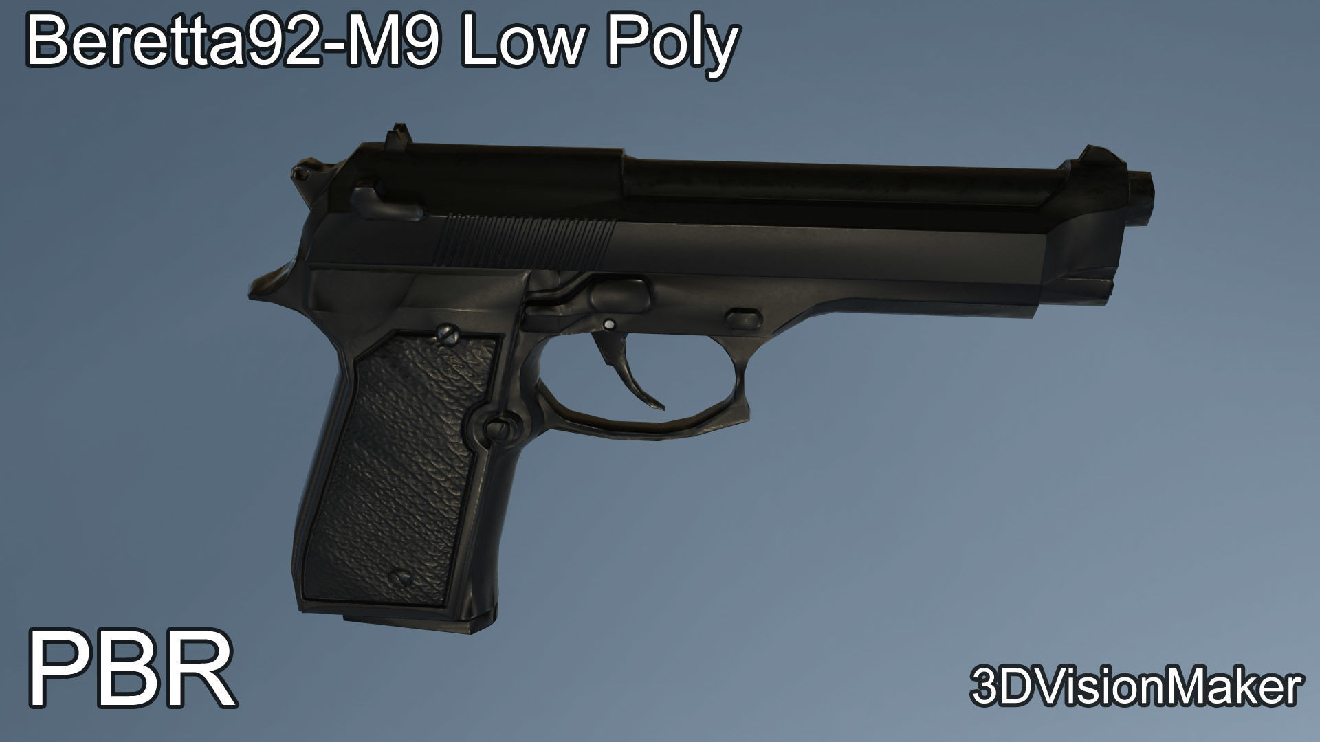 Beretta92 - M9 Low Poly Low-poly 3D model_4