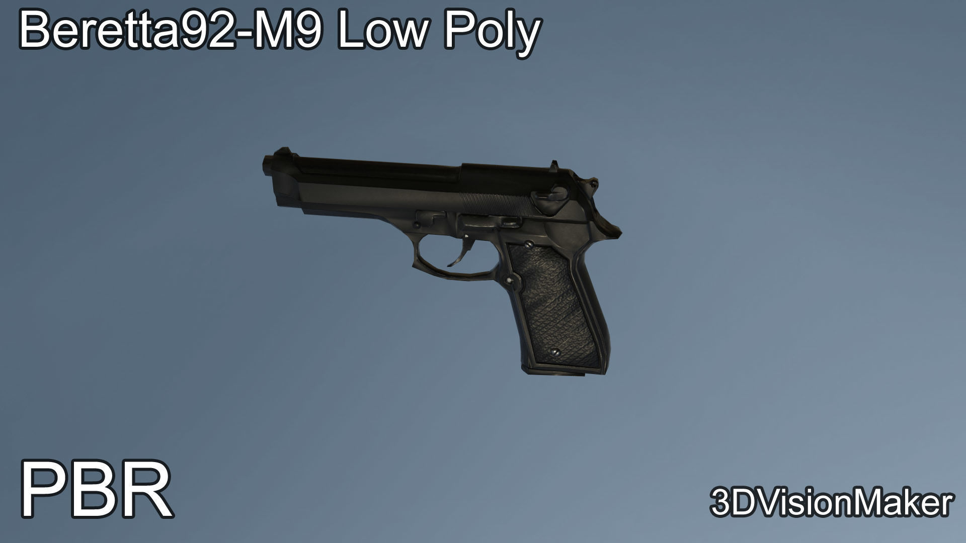 Beretta92 - M9 Low Poly Low-poly 3D model_2