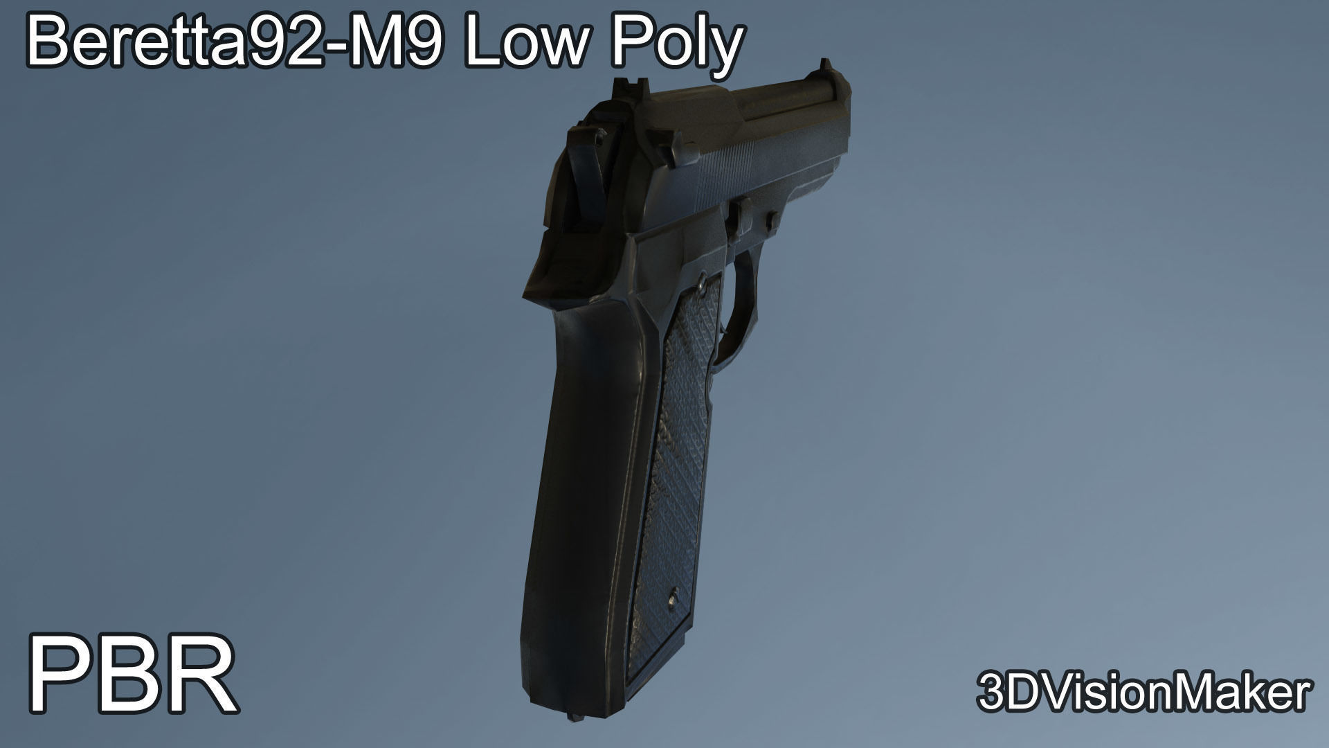 Beretta92 - M9 Low Poly Low-poly 3D model_3