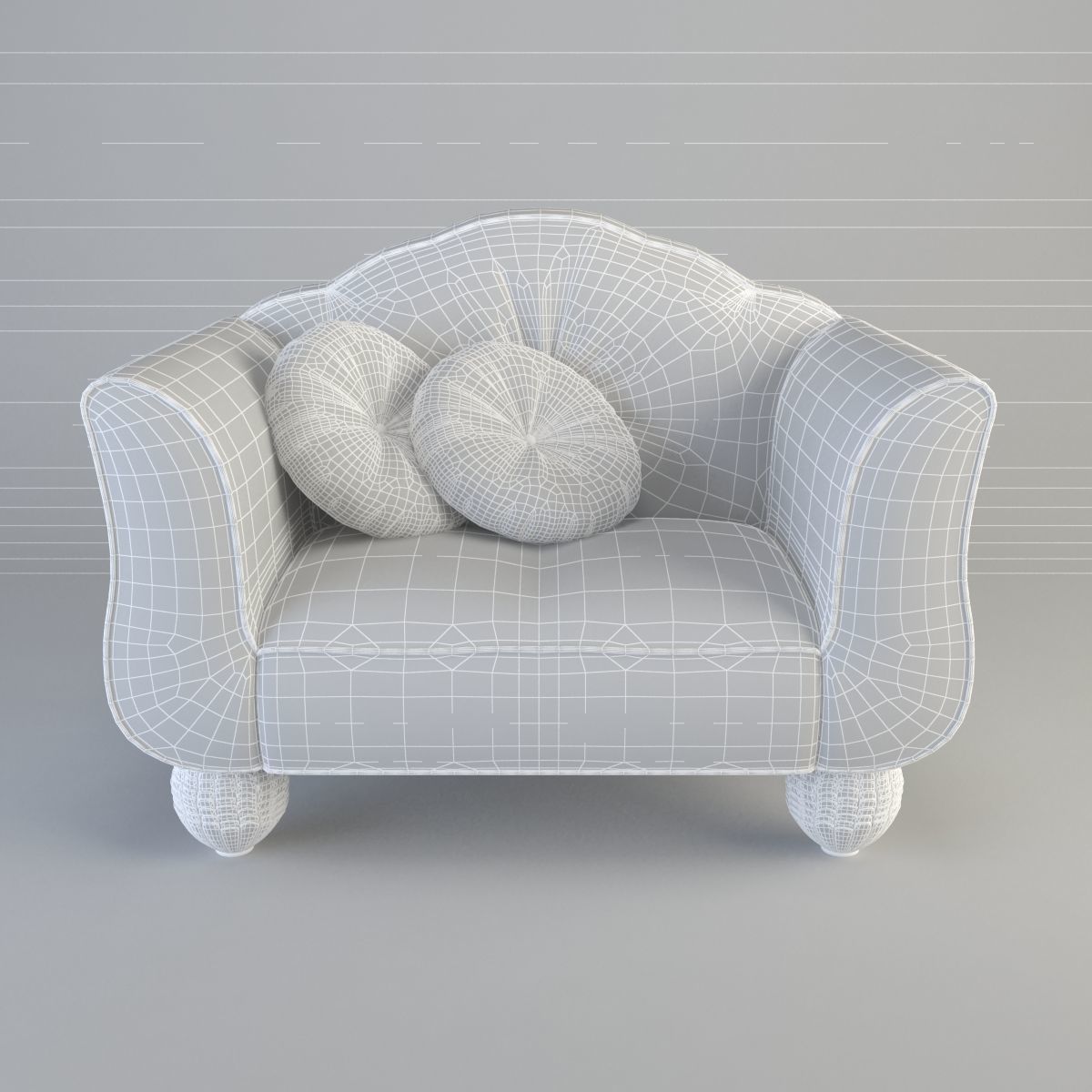 Armchair in burgundy 3D model_11