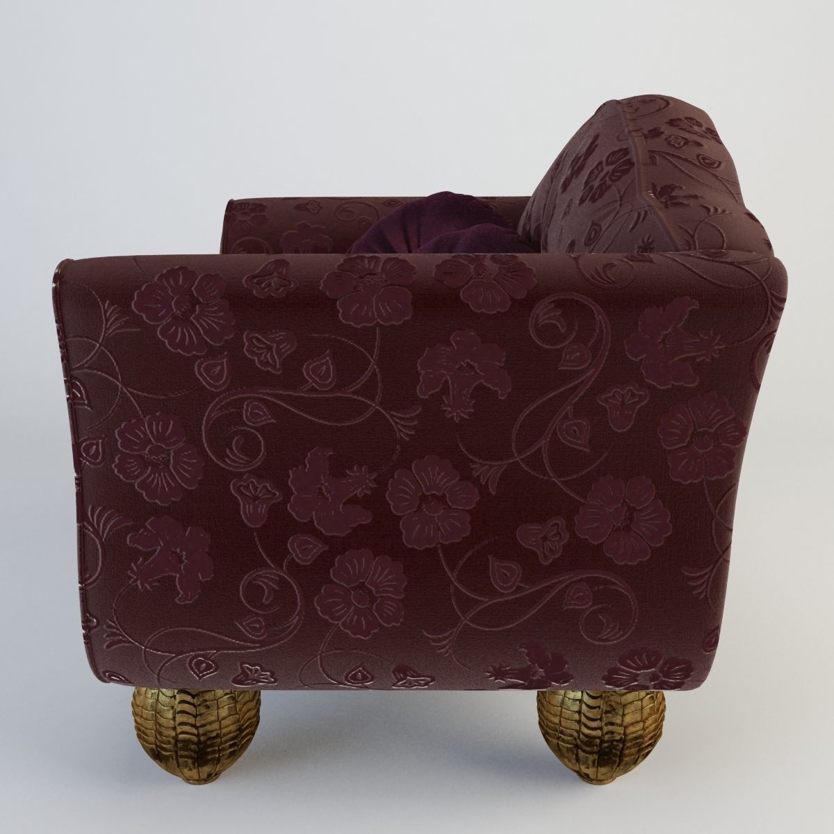 Armchair in burgundy 3D model_3