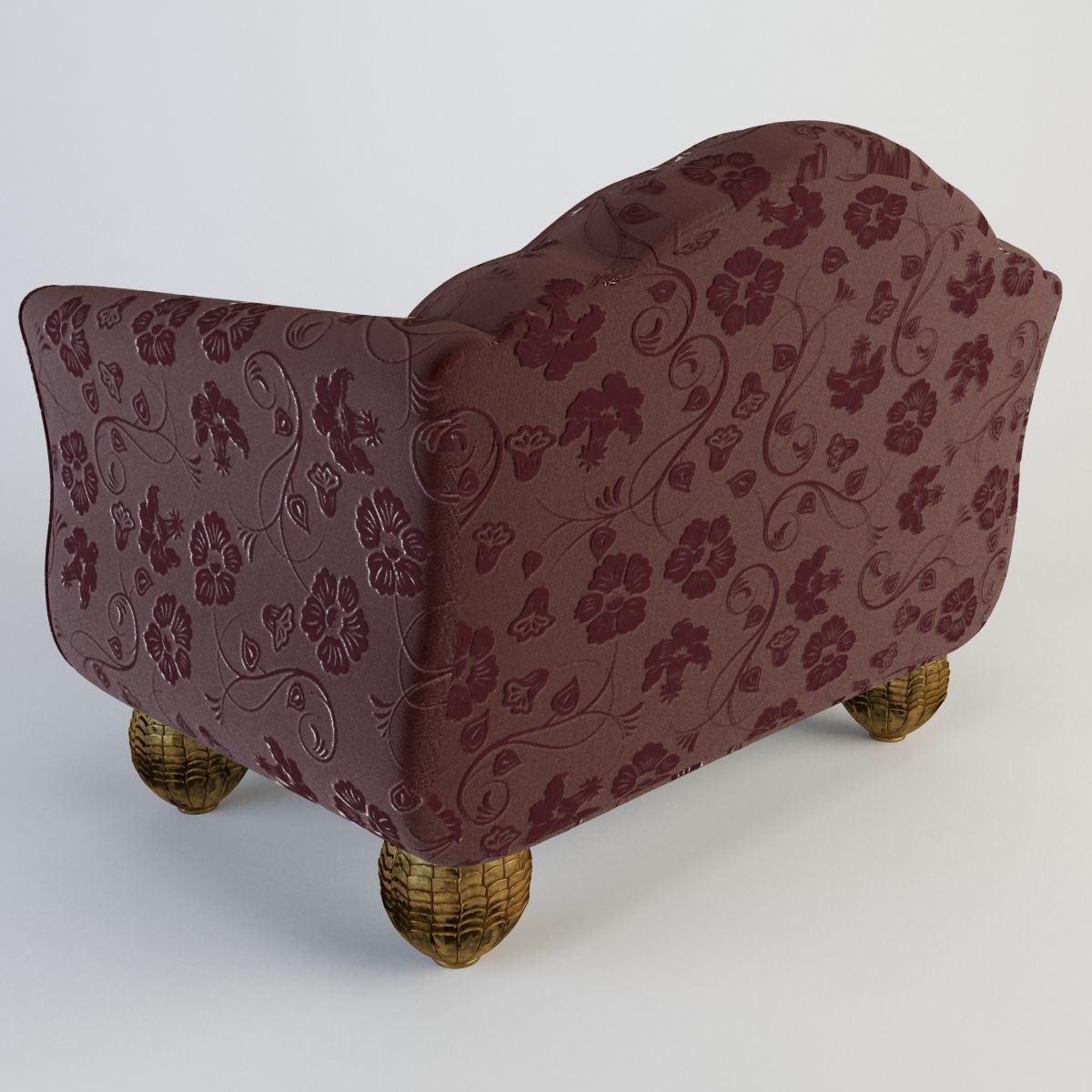 Armchair in burgundy 3D model_2