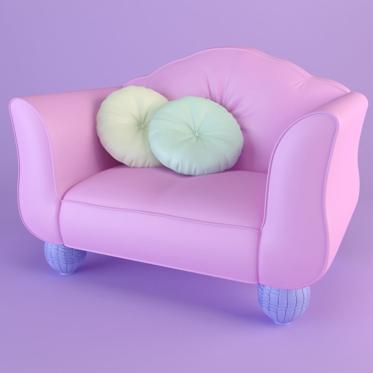 Armchair in burgundy 3D model_9