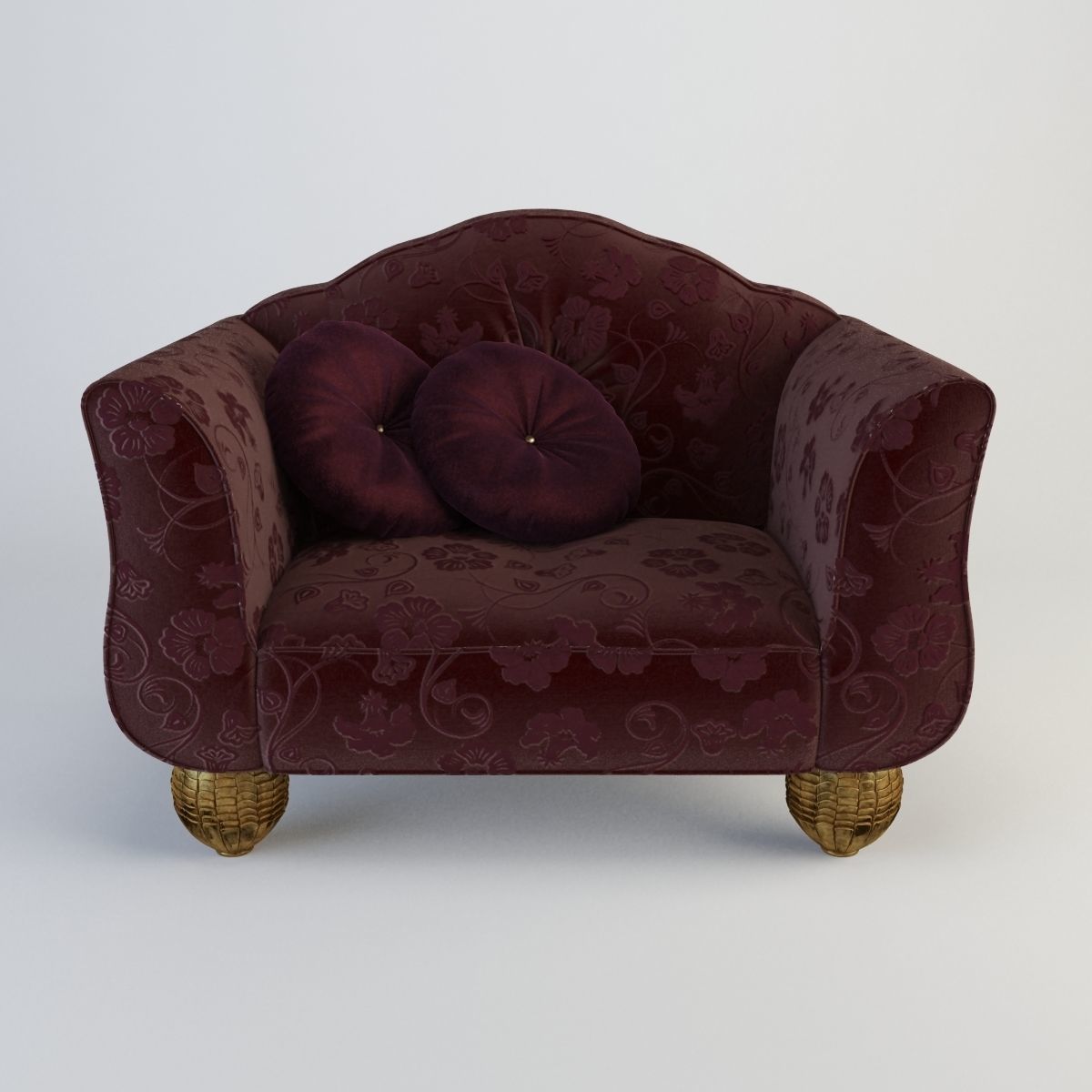 Armchair in burgundy 3D model_4