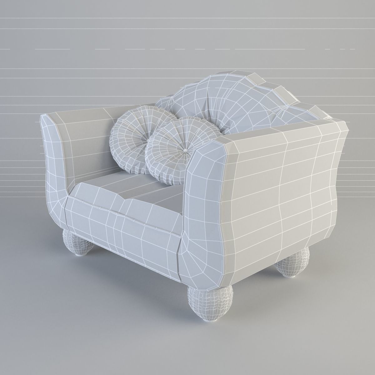 Armchair in burgundy 3D model_8