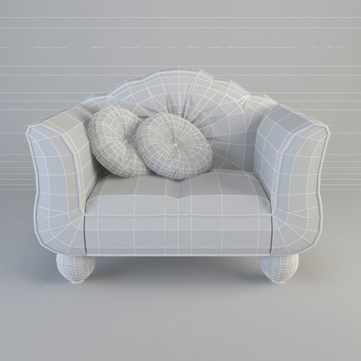 Armchair in burgundy 3D model_7