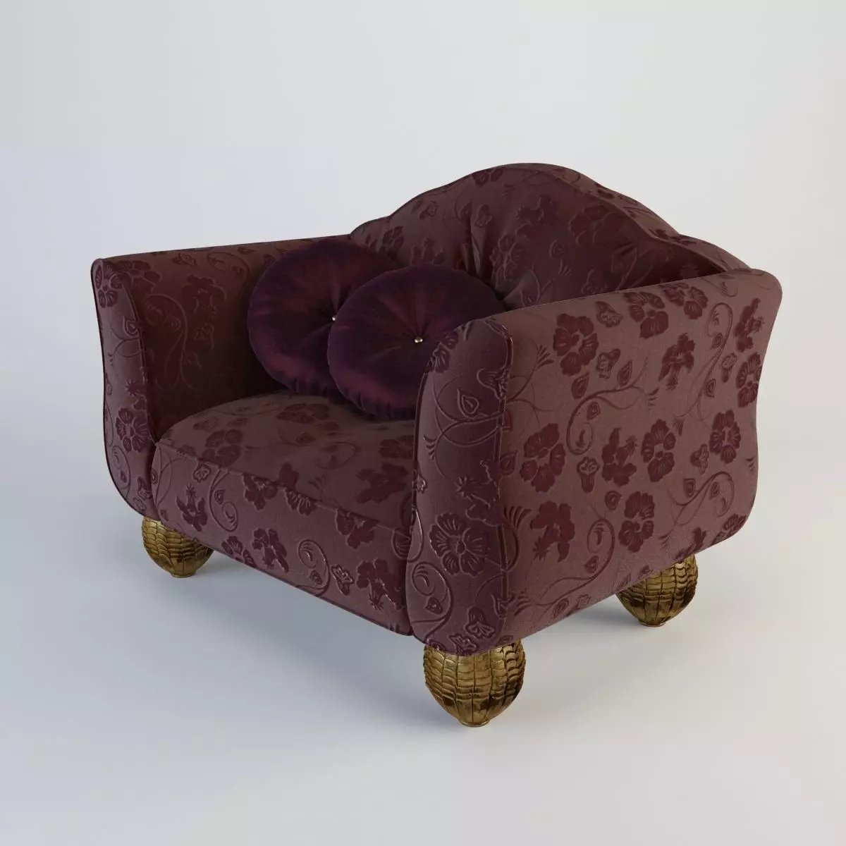 Armchair in burgundy 3D model_0
