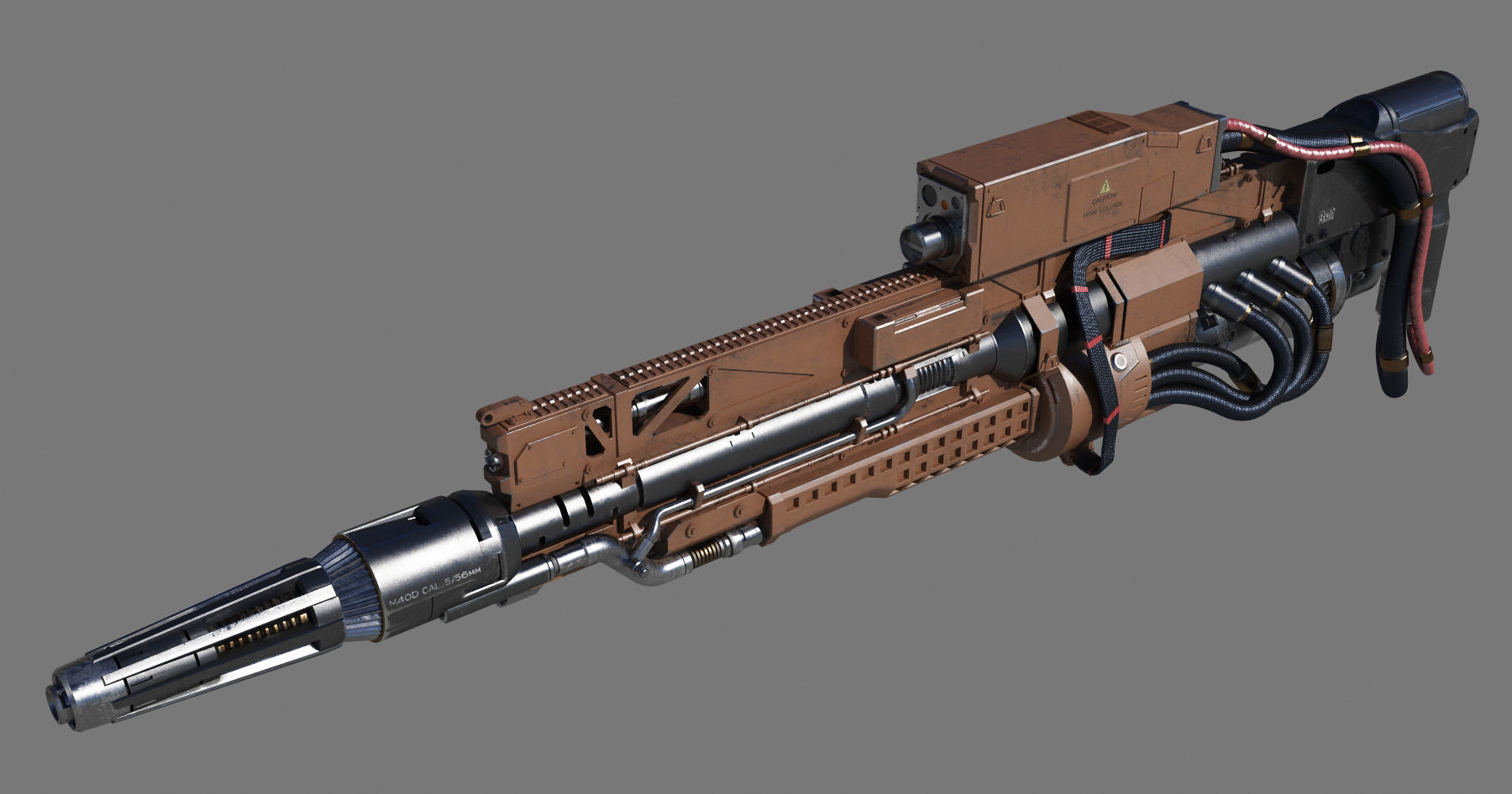 RailGun futuristic weapon 3D model_1