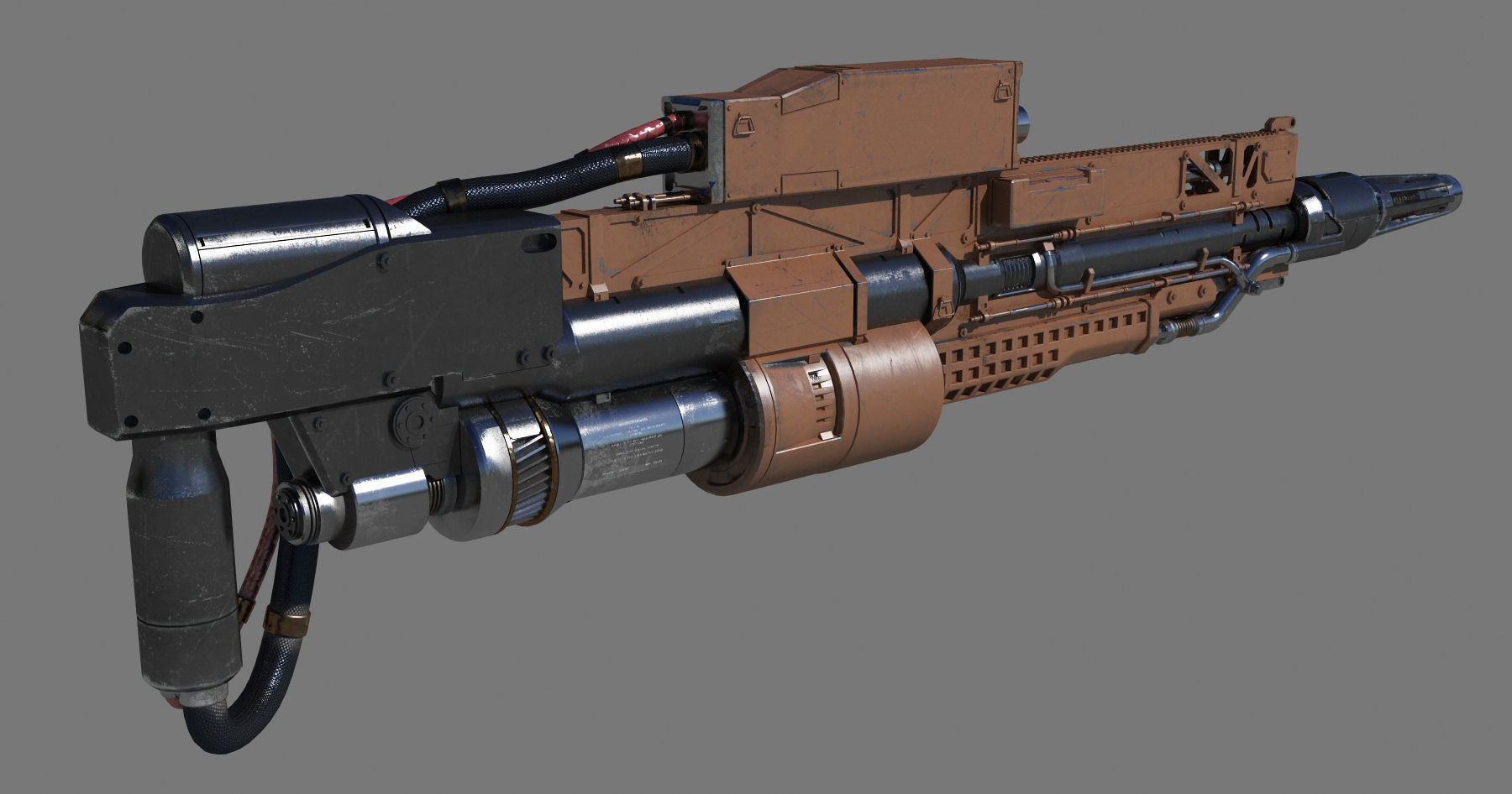 RailGun futuristic weapon 3D model_3