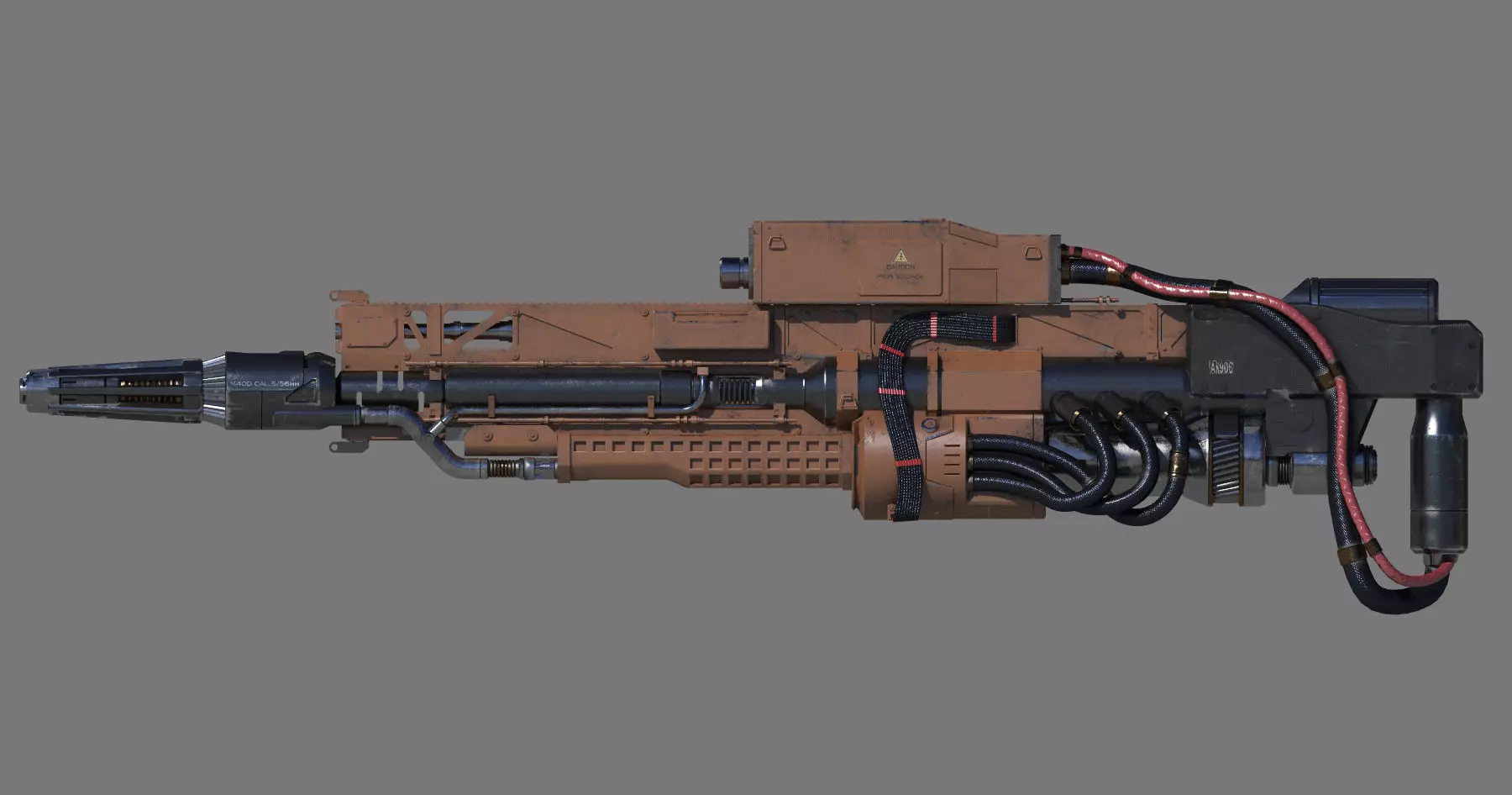 RailGun futuristic weapon 3D model_0
