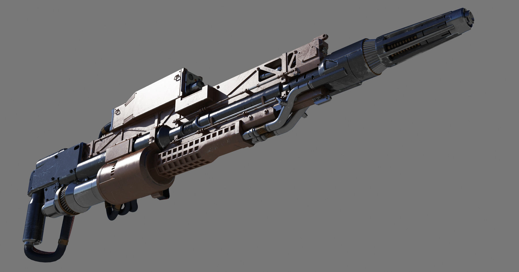 RailGun futuristic weapon 3D model_4
