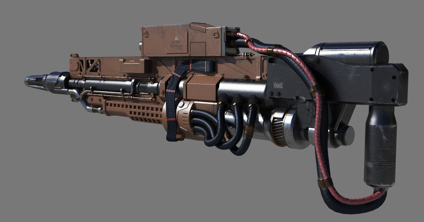 RailGun futuristic weapon 3D model_2