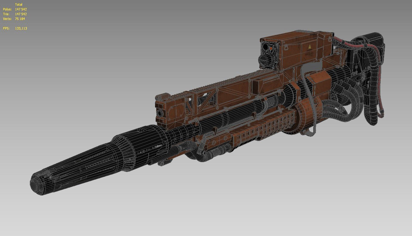 RailGun futuristic weapon 3D model_5