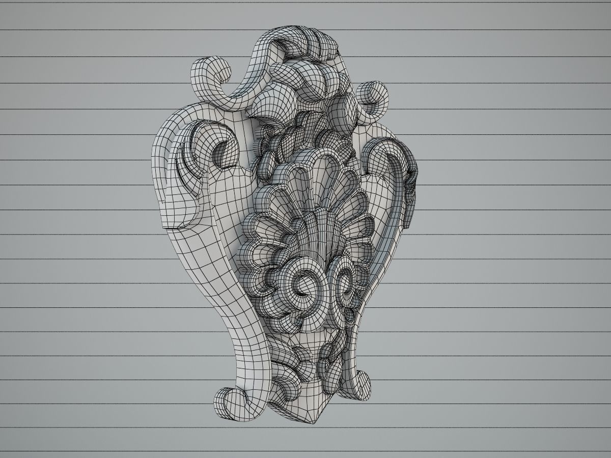 Decor silver ornate medallion 3D print model_5