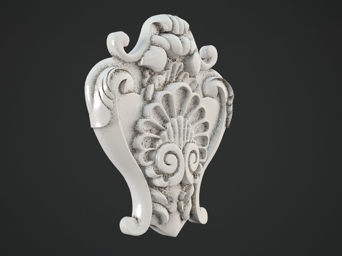 Decor silver ornate medallion 3D print model_2