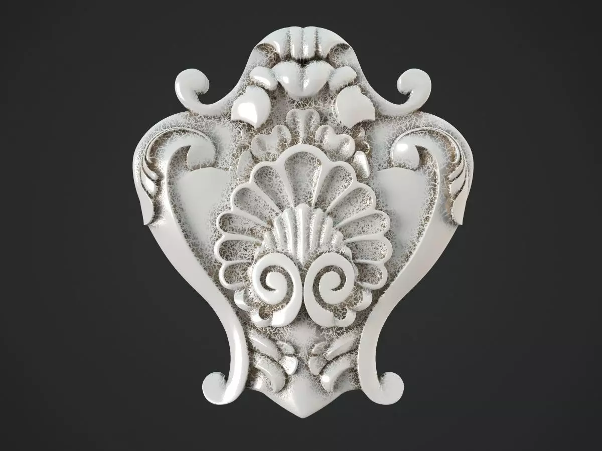 Decor silver ornate medallion 3D print model_0