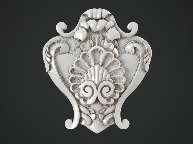 Decor silver ornate medallion 3D print model