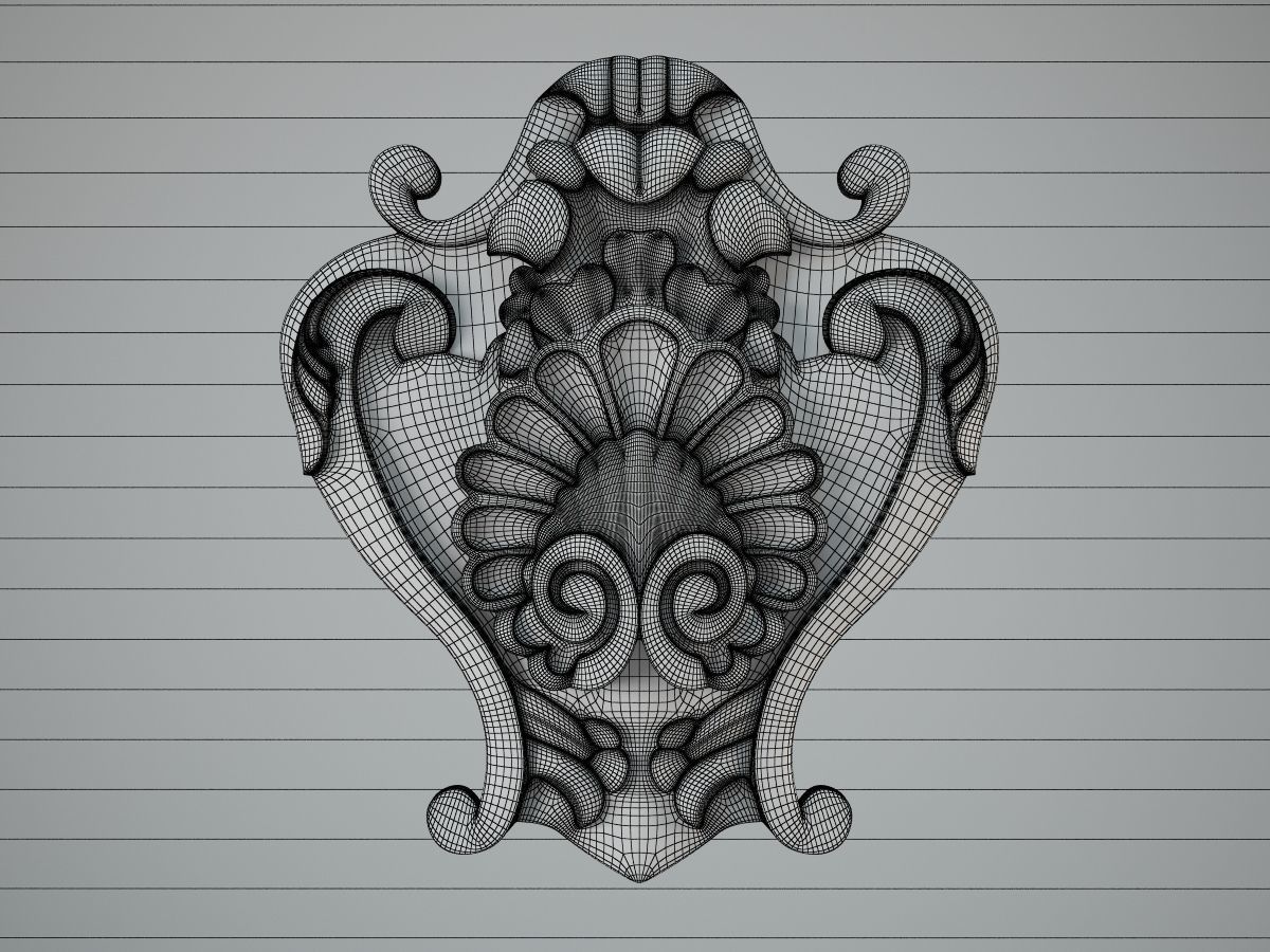Decor silver ornate medallion 3D print model_6