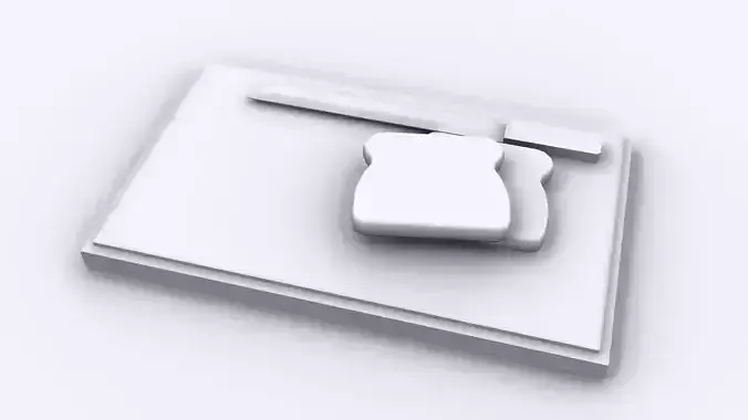 FREE Low-Poly Bread on Bread board with knife Free low-poly 3D model