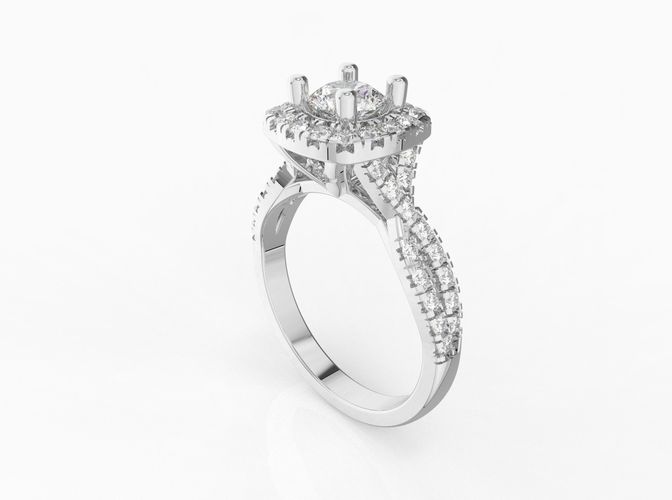 Ring016 halo diamond engagement ring 3D print model