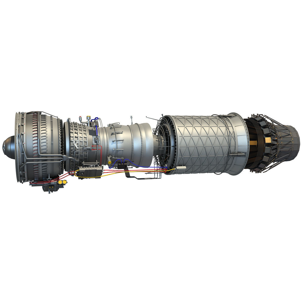 Complete and Sectioned Afterburning Turbofan Engine 3D model_15
