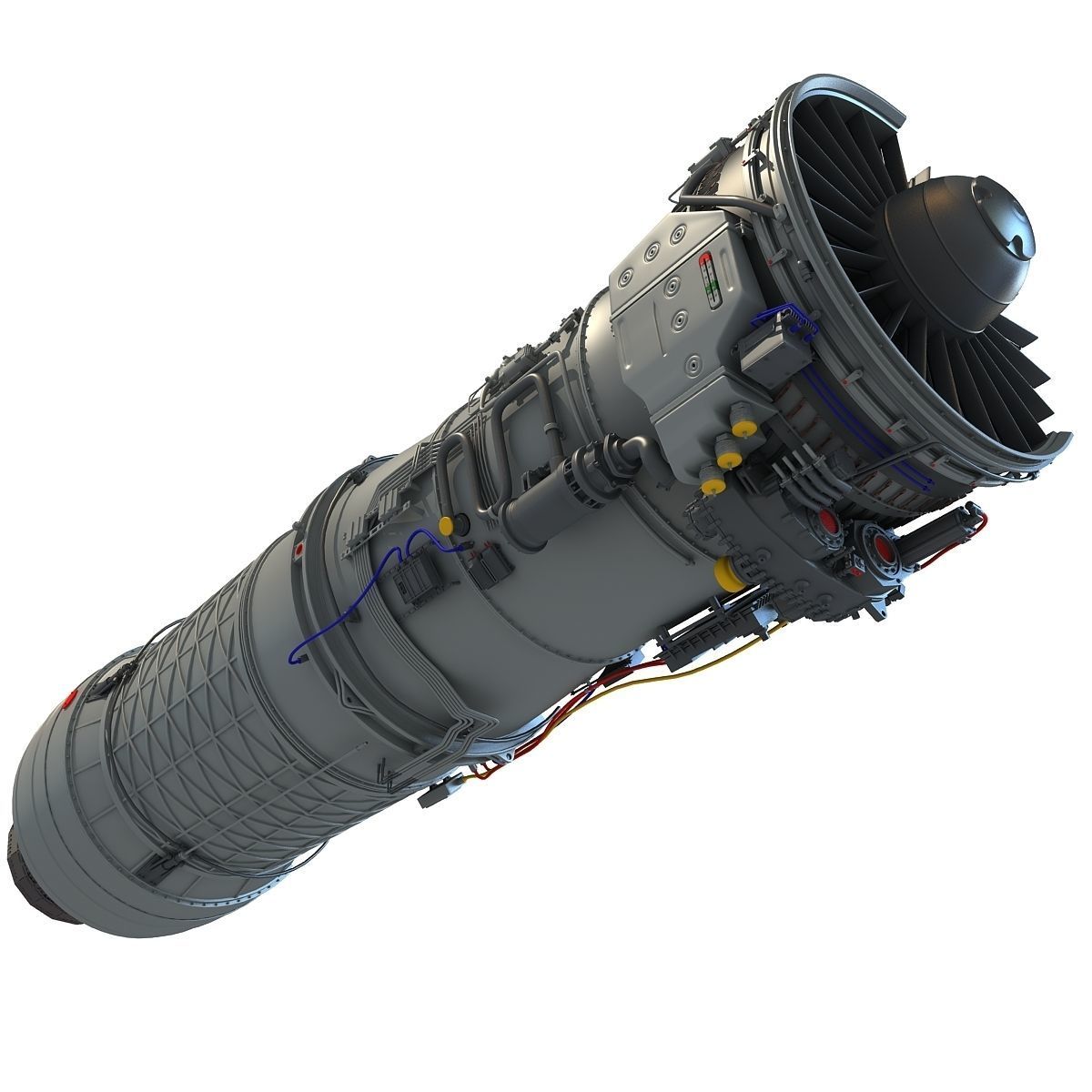 Complete and Sectioned Afterburning Turbofan Engine 3D model_23