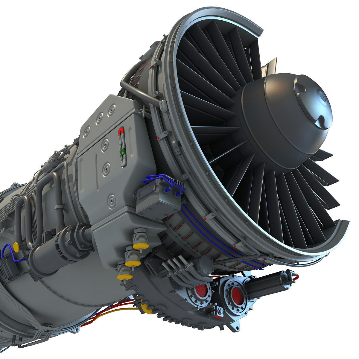 Complete and Sectioned Afterburning Turbofan Engine 3D model_42