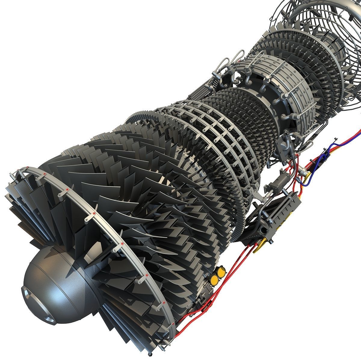 Complete and Sectioned Afterburning Turbofan Engine 3D model_24