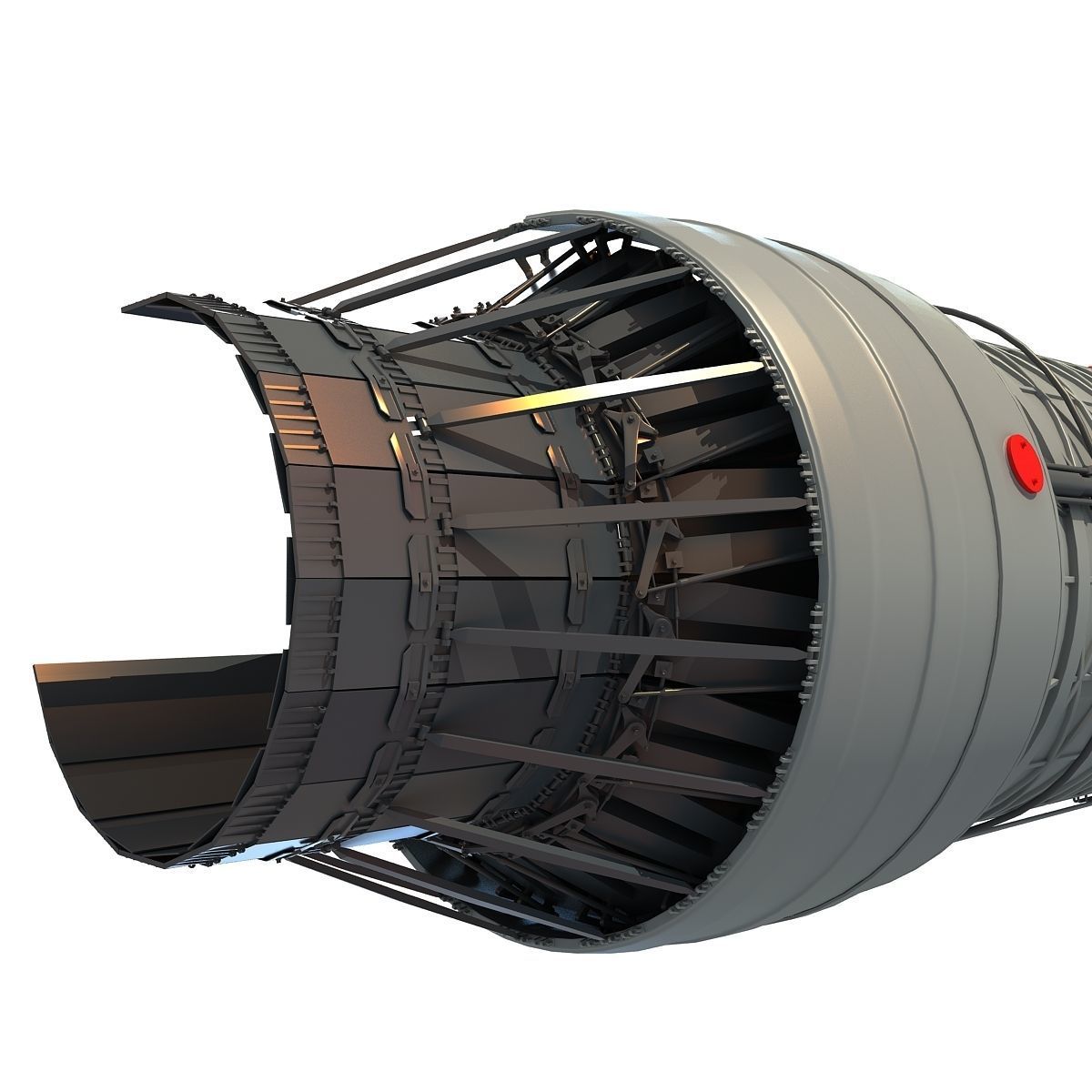 Complete and Sectioned Afterburning Turbofan Engine 3D model_41