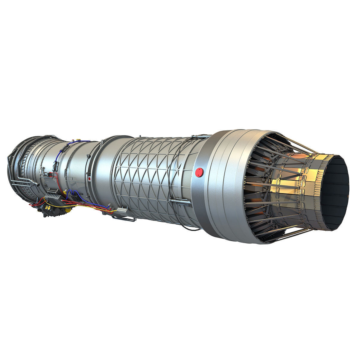 Complete and Sectioned Afterburning Turbofan Engine 3D model_5