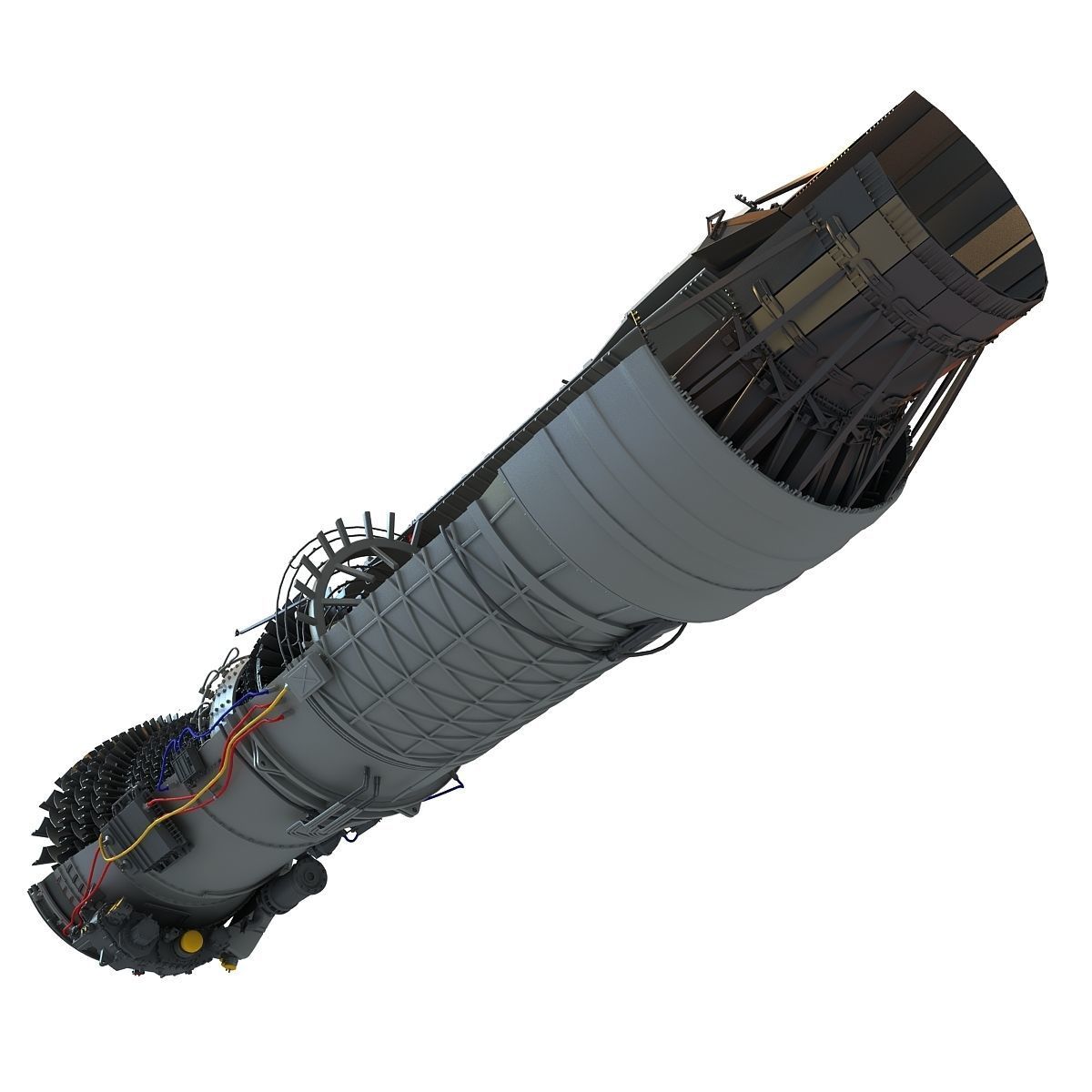 Complete and Sectioned Afterburning Turbofan Engine 3D model_31