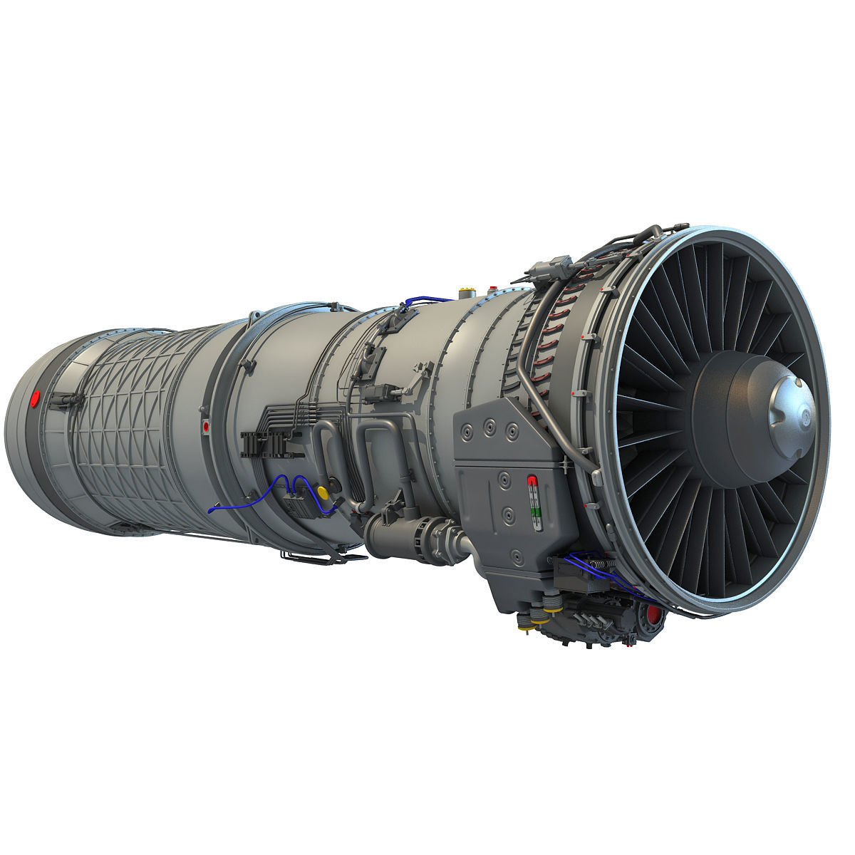 Complete and Sectioned Afterburning Turbofan Engine 3D model_22